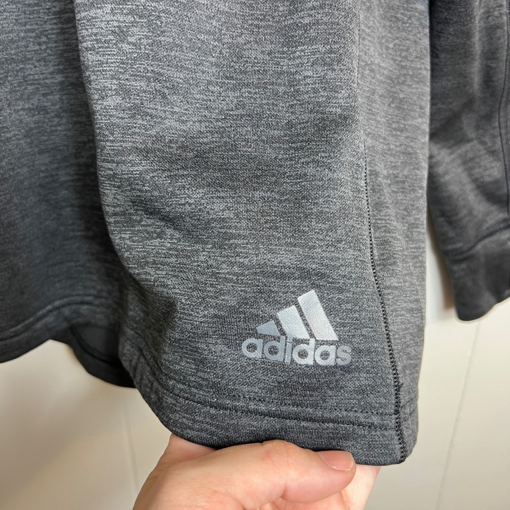 Adidas Climawarm Mens M 1/4 Zip Pullover Gray Heathered Fleece‎ Sweatshirt - Picture 6 of 9